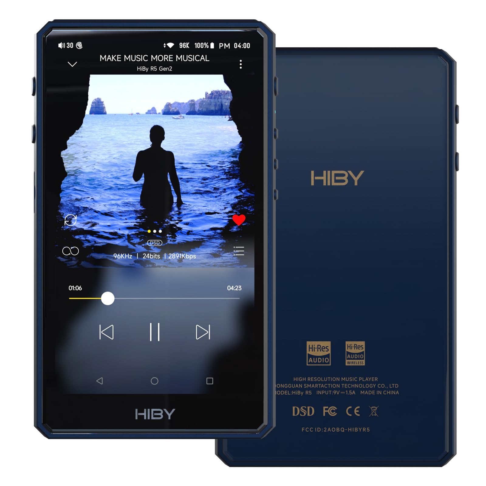 HiBy R5 Gen 2 Digital Audio Player mp3 mp4 Player with Bluetooth and WiFi Android DAP with Class A Headphone Amp Circuitry Supports Hi res Audio