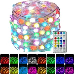 color changing fairy string lights with remote & timer, 33ft 100 led fairy christmas lights outdoor indoor bedroom decor, waterproof rgb twinkle lights for holiday party xmas wedding decor garden