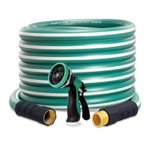 snugniture garden hose 100 ft x 5/8", heavy duty, light weight, flexible water hose with 3/4'' solid fittings for all-weather outdoor