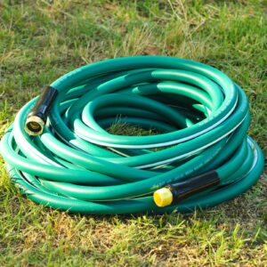 SnugNiture Garden Hose 100 ft x 5/8", Heavy Duty, Light Weight, Flexible Water Hose with 3/4'' Solid Fittings for All-Weather Outdoor