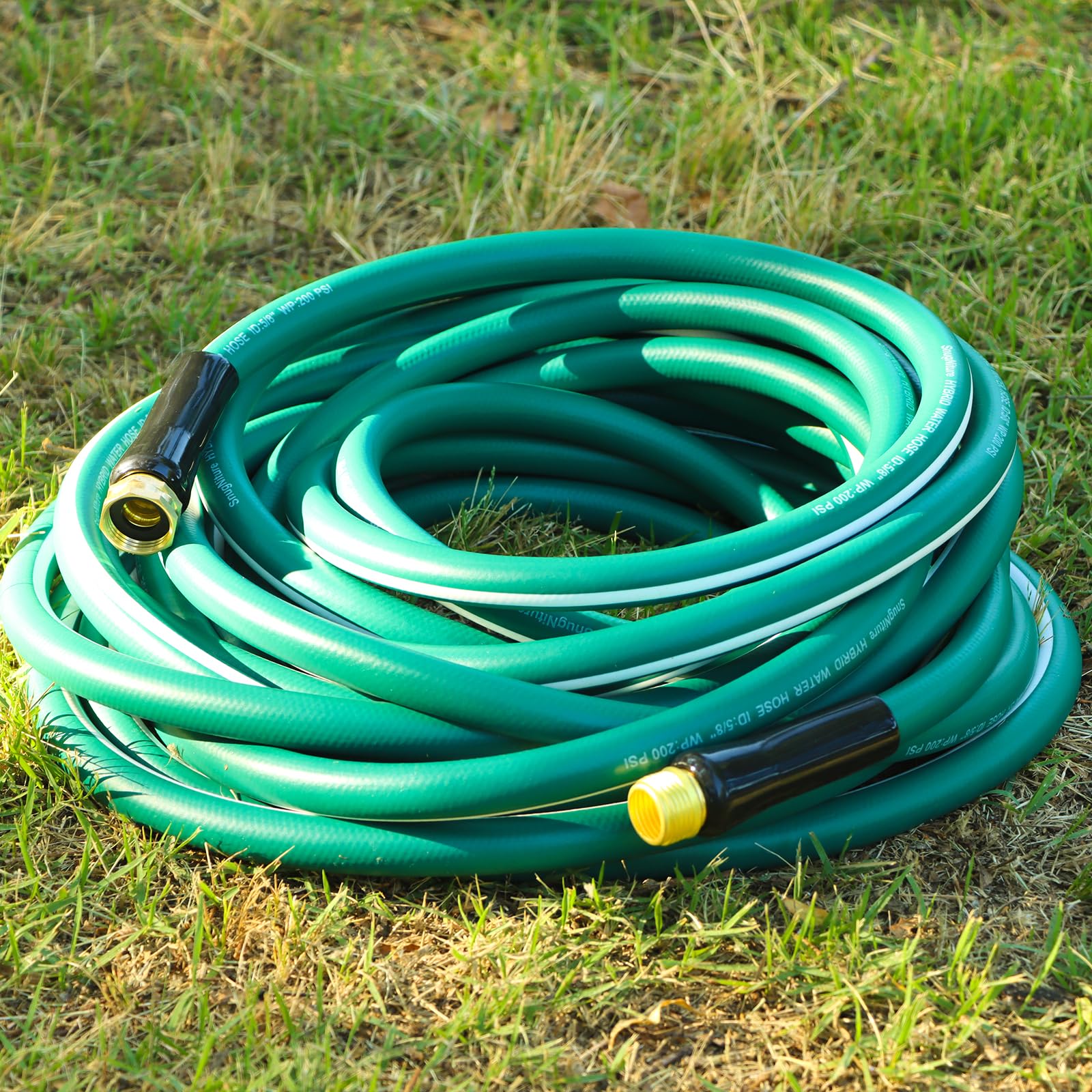 SnugNiture Garden Hose 100 ft x 5/8", Heavy Duty, Light Weight, Flexible Water Hose with 3/4'' Solid Fittings for All-Weather Outdoor