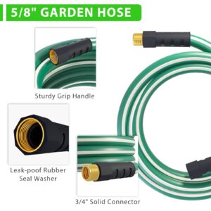 SnugNiture Garden Hose 100 ft x 5/8", Heavy Duty, Light Weight, Flexible Water Hose with 3/4'' Solid Fittings for All-Weather Outdoor