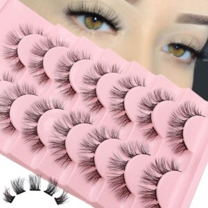 veleasha lash clusters 3d fluffy & wispy diy individual lashes handmade & lightweight false eyelashes 7 pairs pack natural look eyelashes (cluster 01)
