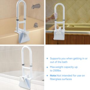 Icedeer Adjustable Bathtub Grab Bars for Seniors, Tub Handle Grab Bar for Elderly Bath Support, Bathtub Safety Rail, White