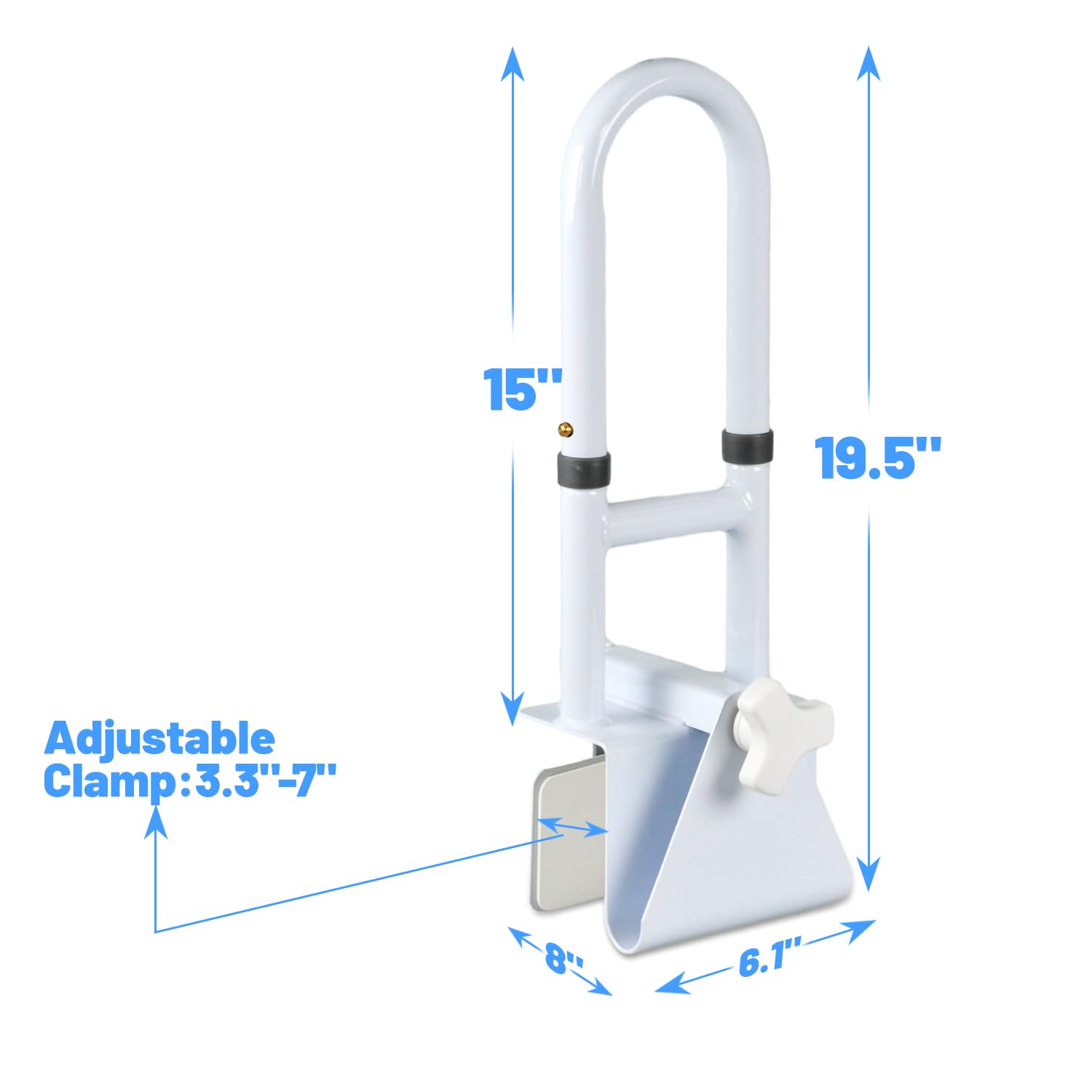 Icedeer Adjustable Bathtub Grab Bars for Seniors, Tub Handle Grab Bar for Elderly Bath Support, Bathtub Safety Rail, White