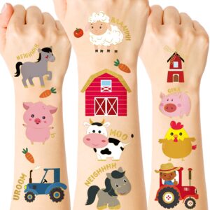 estune 500 pieces farmhouse animal temporary tattoos for kids farmhouse animal tattoos kids tattoo stickers for kids pig, calf, lamb, chick animal temporary tattoos for teens theme party supplies