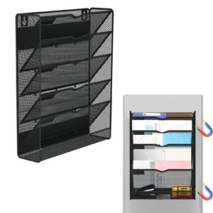 6-tier magnetic file holder, large capacity file cabinet organizer, no-drill mount hanging magnetic paper holder for file cabinets, office, whiteboard, magnetic mail holder