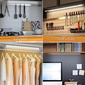 Under Counter Lights for Kitchen, Plug in Under Cabinet Light with Memory Function, LED Closet Light with 3 Colors 2800/4000/6500k, Super Slim Stepless Dimmable Workbench Light (16 Inches)