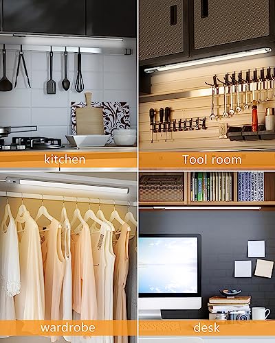 Under Counter Lights for Kitchen, Plug in Under Cabinet Light with Memory Function, LED Closet Light with 3 Colors 2800/4000/6500k, Super Slim Stepless Dimmable Workbench Light (16 Inches)