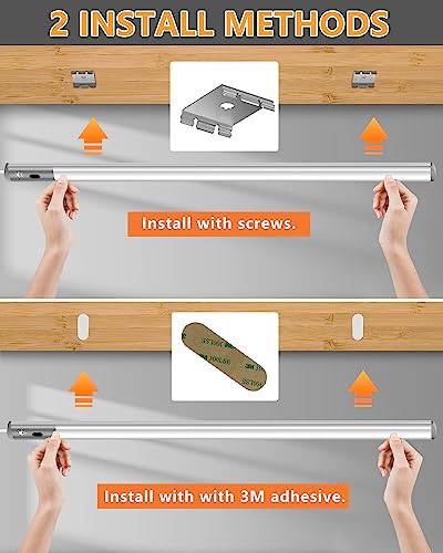 Under Counter Lights for Kitchen, Plug in Under Cabinet Light with Memory Function, LED Closet Light with 3 Colors 2800/4000/6500k, Super Slim Stepless Dimmable Workbench Light (16 Inches)