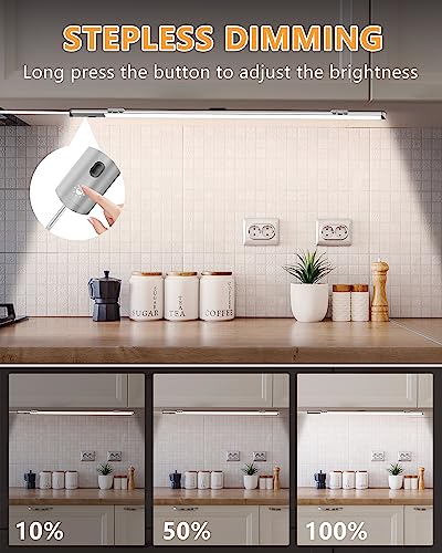 Under Counter Lights for Kitchen, Plug in Under Cabinet Light with Memory Function, LED Closet Light with 3 Colors 2800/4000/6500k, Super Slim Stepless Dimmable Workbench Light (16 Inches)