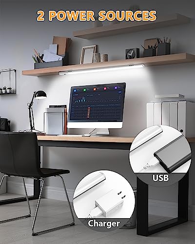 Under Counter Lights for Kitchen, Plug in Under Cabinet Light with Memory Function, LED Closet Light with 3 Colors 2800/4000/6500k, Super Slim Stepless Dimmable Workbench Light (16 Inches)