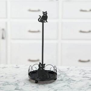 Cat Design Metal Paper Towel Holder, Metal Base for Added Support, Kitchen Storage and Organization – Measures 14" High x 5 3/4" Diameter, by Chef's Pride