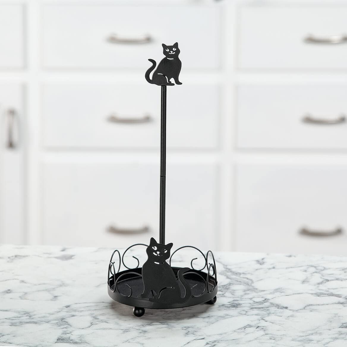 Cat Design Metal Paper Towel Holder, Metal Base for Added Support, Kitchen Storage and Organization – Measures 14" High x 5 3/4" Diameter, by Chef's Pride