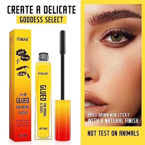 Brow & Edge Styling Gel, 2 in 1 Wand Gel for Styling Brows, No White Residue, Clear Brow Gel Non-Greasy, 16 ml (1 Pack)