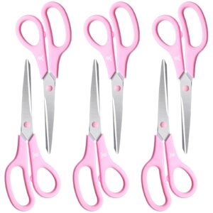 lasnten 12 pieces pink scissors breast cancer awareness scissors ribbon stainless steel scissors bulk multipurpose scissors for office home school sewing cutting fabric craft supplies