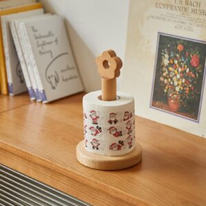 Toilet Paper Holder Stand, Cute Flower Design Wooden Toilet Paper Holder Free Standing, Decorative Toilet Roll Holder, Scrunchies Holder Stand, Hair Ties Organizer