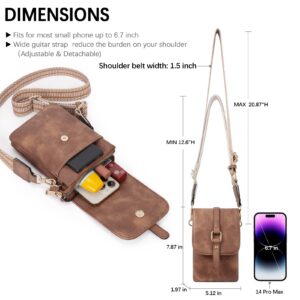 CLUCI Small Crossbody Bags for Women Leather Cell Phone Shoulder Purses Brown