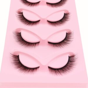 Veleasha Fox Eye Lashes L Curl Fluffy False Eyelashes 5 Pairs Pack Bratz Cat Eye Lashes Wispy & Lightweight Fake Eyelashes for Doll Eye Makeup (Foxy 04)