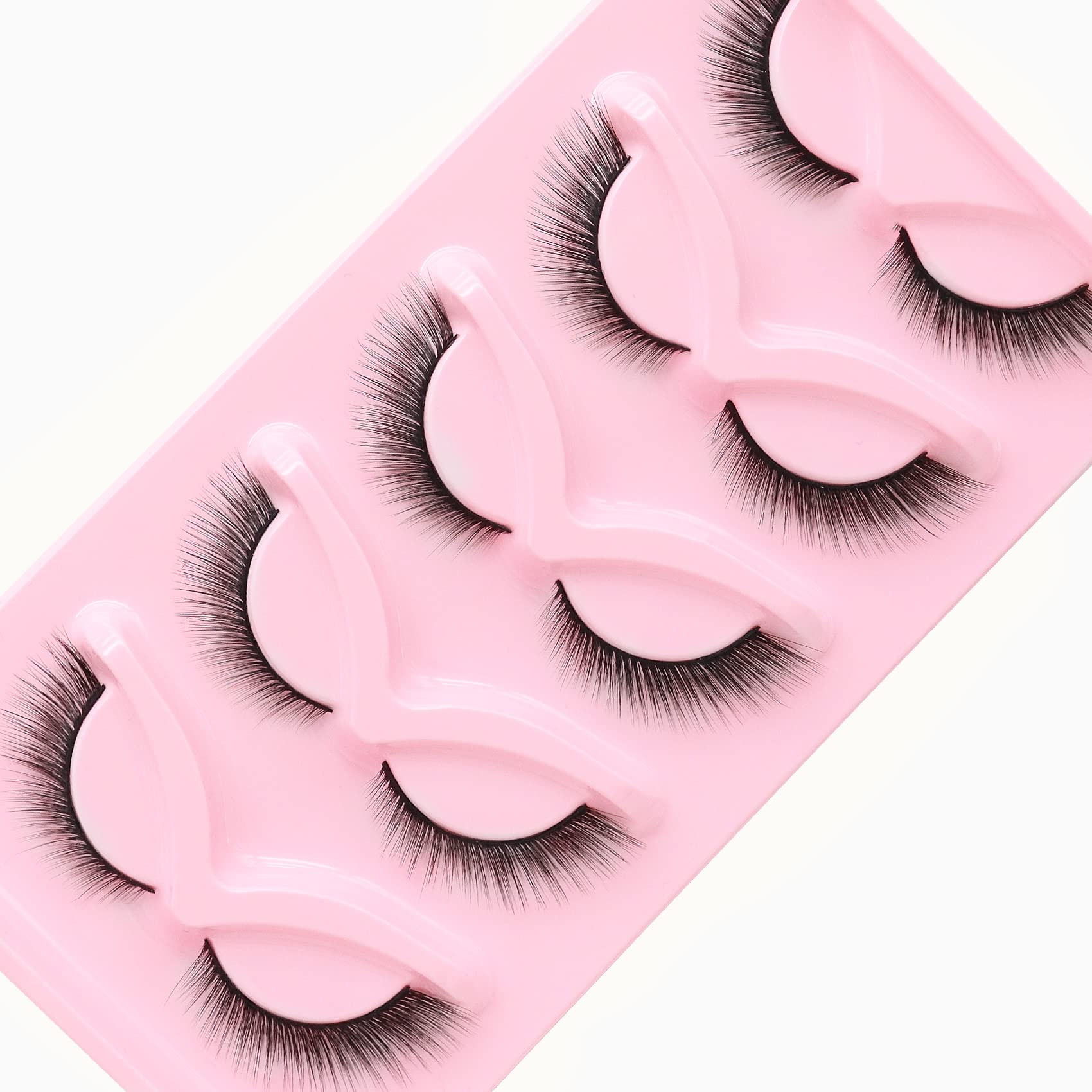 Veleasha Fox Eye Lashes L Curl Fluffy False Eyelashes 5 Pairs Pack Bratz Cat Eye Lashes Wispy & Lightweight Fake Eyelashes for Doll Eye Makeup (Foxy 04)