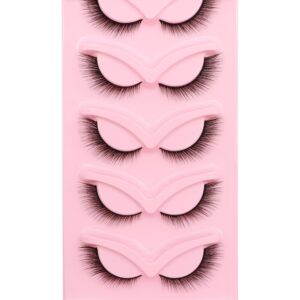 Veleasha Fox Eye Lashes L Curl Fluffy False Eyelashes 5 Pairs Pack Bratz Cat Eye Lashes Wispy & Lightweight Fake Eyelashes for Doll Eye Makeup (Foxy 04)