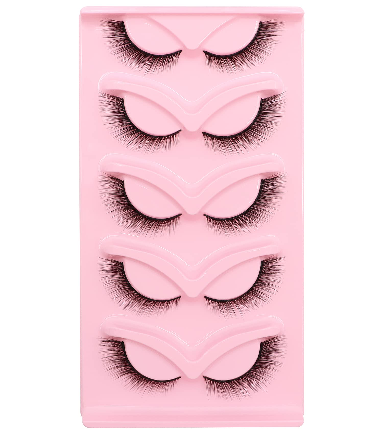 Veleasha Fox Eye Lashes L Curl Fluffy False Eyelashes 5 Pairs Pack Bratz Cat Eye Lashes Wispy & Lightweight Fake Eyelashes for Doll Eye Makeup (Foxy 04)