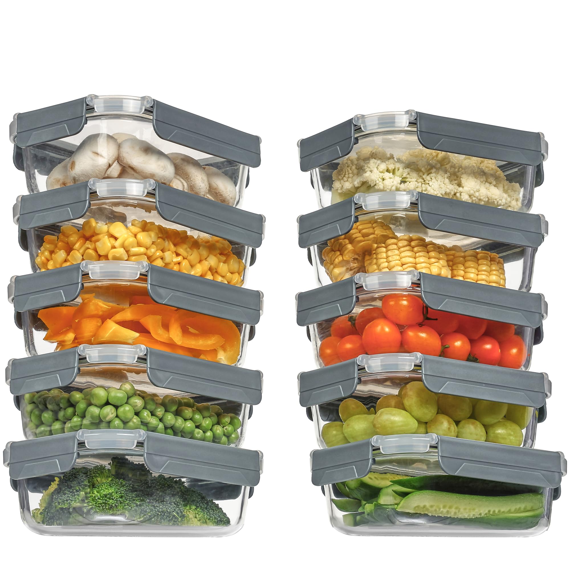 Vtopmart 5 Pack 22oz Glass Food Storage Containers with Lids, Meal Prep ...