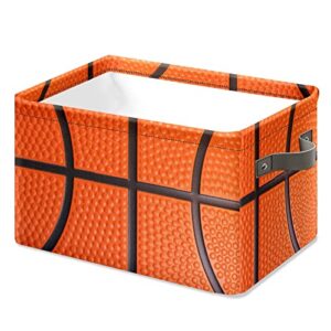 Basketball Rectangular Storage Basket Fabric Organizer Bin Collapsible Organizer Bin with Handles Waterproof Storage Bins for Toys,Books,Clothes,Gifts,Pets-Perfect for Home,Office,Nursery,Dorm,Shelf