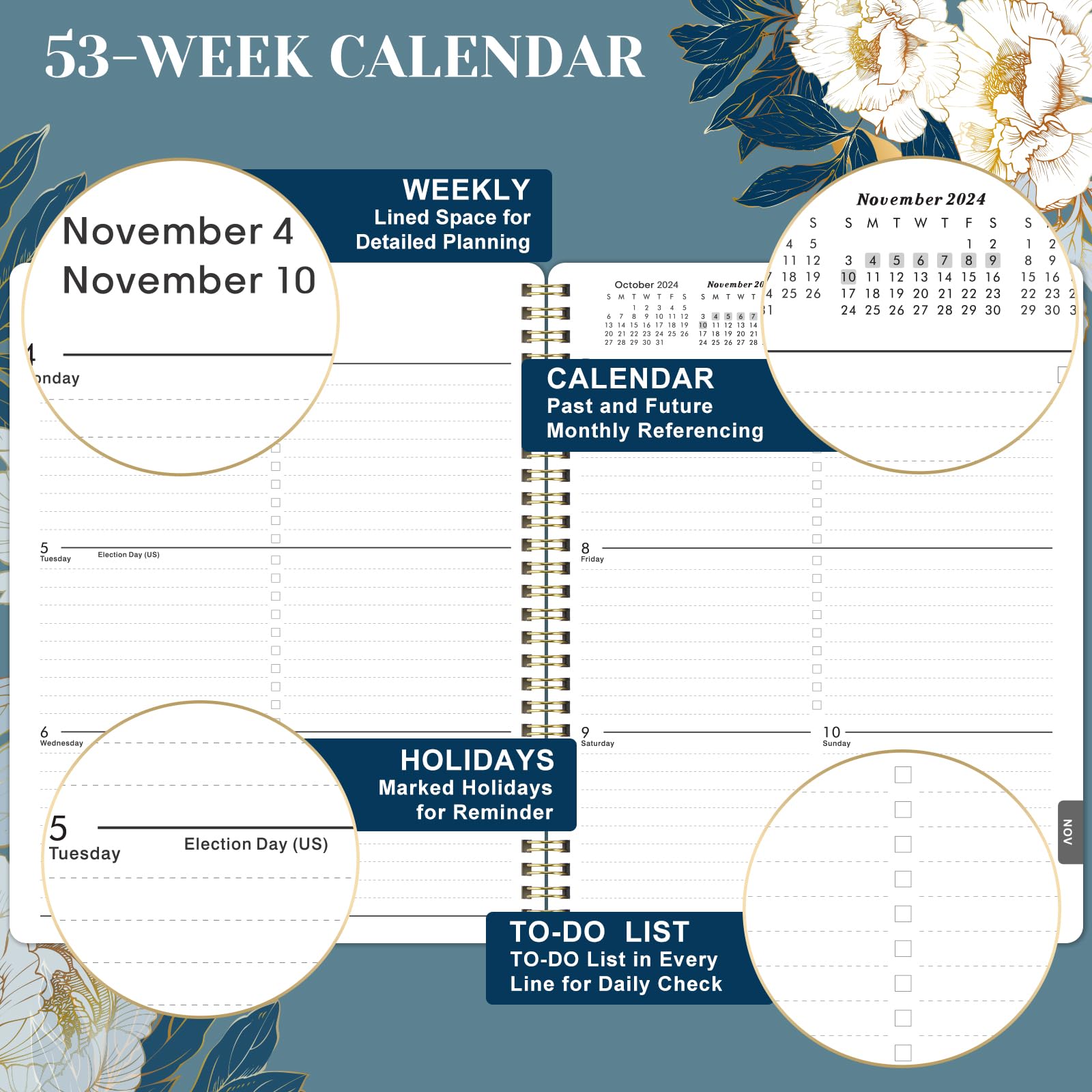 2024 Planner - Planner 2024, 2024 Weekly and Monthly Planner from Jan. 2024 - Dec. 2024, 8" x 10", Thick Paper, Spiral Bound, Flexible Cover