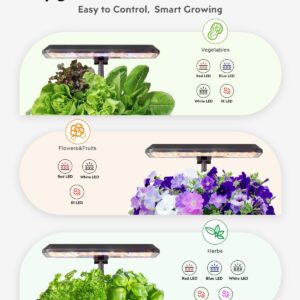 URUQ Hydroponics Growing System Indoor Garden 12 Pods Indoor Gardening System with LED Grow Light Height Adjustable Plants Germination Kit Quiet Smart Pump - Hydroponic Planter Fresh Harvest Black