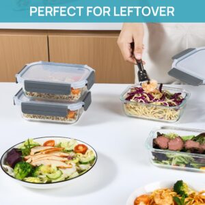 Vtopmart 5 Pack 35oz Glass Food Storage Containers with Lids, Meal Prep Containers, Airtight Lunch Containers Bento Boxes with Snap Locking Lids for Microwave, Oven, Freezer and Dishwasher