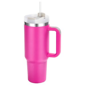 40oz quencher adventure modern tumbler, stainless steel vacuum insulated tumbler, travel tumbler with lid and straw comes with silicone bumper free (pink) (dt1200-q3)