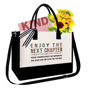 GevGuxLuo Retirement Gifts for Women 2024, Coworker Gifts Going Away Gift Leaving Gift Farewell Gift for Coworker Colleague Boss Leader Friends -Funny Tote Bag Gift for Coworker