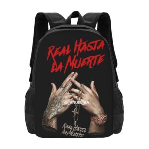 tunley anuel rapper aa singer backpack large capacity leisure travel backpack book bag outgoing daypack 12.5x5.5x16.5 inch