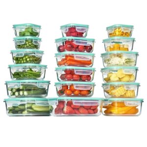 vtopmart 18pack glass food storage containers with lids, meal prep containers, airtight lunch containers bento boxes with leak proof locking lids for microwave, oven, freezer, dishwasher