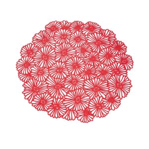 floral placemats wipeable vinyl placemats 15 inch round place mats farmhouse kitchen table mats heat resistant washable pressed vinyl dining table mats wedding anniversary decoration, red