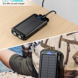 Power-Bank-Portable-Charger-Solar - 36800mAh Waterproof Portable External Backup Battery Charger Built-in Dual QC 3.0 5V3.1A Fast USB and Flashlight for All Phone and Electronic Devices (Deep Black)