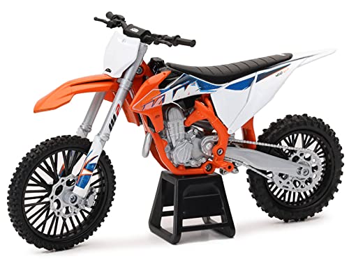 450 SX-F Dirt Bike Motorcycle Orange and White 1/12 Diecast Motorcycle Model by New Ray 58343