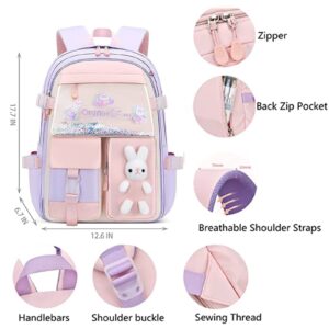 FEUWINK Backpacks for Girls Cute Backpacks for Kids School Waterproof Backpack That Reduces Shoulder Pressure Suitable for Children (Pink2)