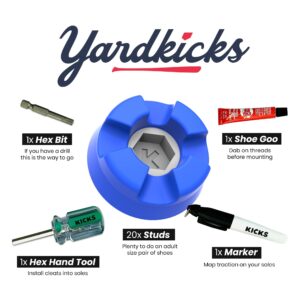 Yardkicks Traction Kit: DIY Baseball Softball Cleats for Your Shoes - Transform Sneakers Into Custom Cleats - Unisex Spikes - 20 Studs - Ideal Gift for Ball Players & Kids to Boost Field Traction