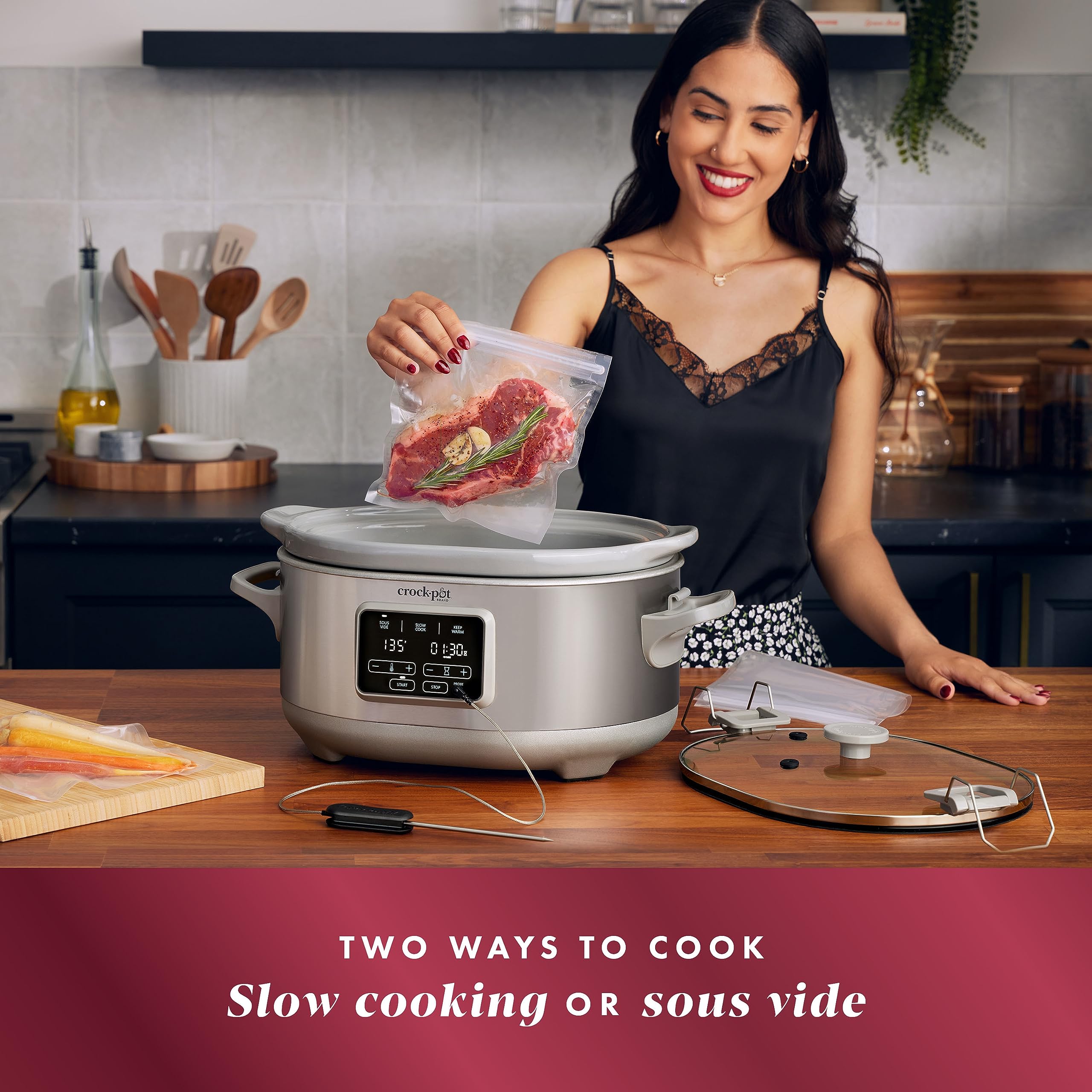 Crock-Pot 7-Quart Cook & Carry™ Slow Cooker with Sous Vide,Programmable, Stainless Steel