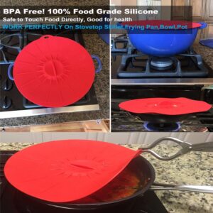 Set of 5 Silicone Lids,Heat Resistant, Microwave Splatter Covers, Reusable Food Suction Lids for Cups, Bowls, Plates, Pots, Pans, Skillets, Stovetops, Ovens, and Refrigerators, L, XL) BPA-Free -Blue