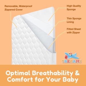 Baby Bassinet Mattress Pad - Oval Bassinet Mattress 30x15x2 with Waterproof, Washable, Zippered and Breathable Bassinet Mattress Topper Cover - Oval Baby Mattress Fit for Moses Basket & Cradle