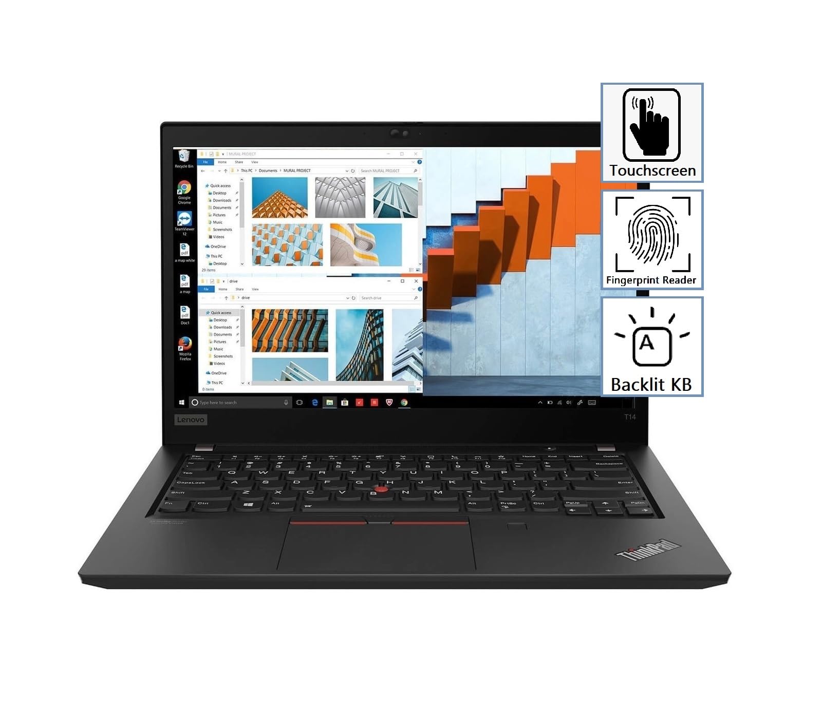 OEM Lenovo ThinkPad T14 Multi-Touch 14" FHD IPS, AMD Ryzen 5 Pro 5650U Hexa Core (Beats Intel i7-1255U), 16GB RAM, 512GB NVMe, FP, WiFi 6E, Backlit KYB, RJ-45, 3YR, W10P, Business Laptop