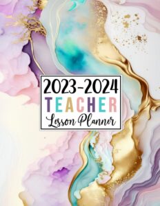 teacher lesson planner 2023-2024: large weekly and monthly teacher organizer calendar | lesson plan grade and record books for teachers (cute pastel abstract cover)