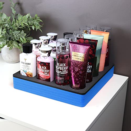 Polar Whale Lotion and Body Spray Stand Organizer Large Tray Blue Black Durable Foam Washable Waterproof Insert for Home Bathroom Bedroom Office 12.3 x 11.75 x 2 Inches 20 Slots