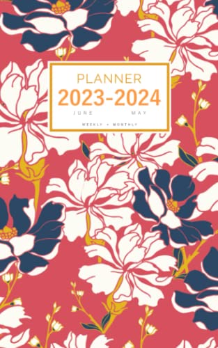 Planner 2023-2024: 5x8 Weekly and Monthly Organizer Small from June 2023 to May 2024 | Abstract Blooming Flower Design Red