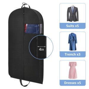 Myee 43" Garment Bags for Closet Storage Hanging Clothes Suit Covers with Clear Window, Moth Proof Wardrobe Bag for Coat Dresses Shirt, Moving Packing, 3 Packs