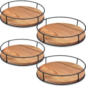 geetery 4 pack 11 inch 12 inch wood lazy susan organizer for cabinet 360 degree kitchen countertop turntable organizer with steel edges lazy susan turntable storage for table spices pantry fridge