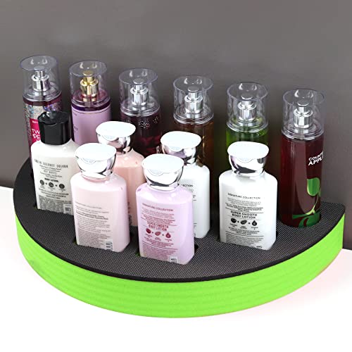 Polar Whale Lotion and Body Spray Stand Organizer Half Circle Large Tray Green Black Durable Foam Washable Waterproof Insert for Home Bathroom Bedroom Office 16.5 x 8.5 x 2 Inches 12 Slots